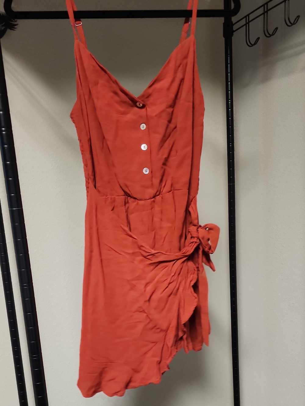 Women's Rust Orange Tie-Waist Slip Dress